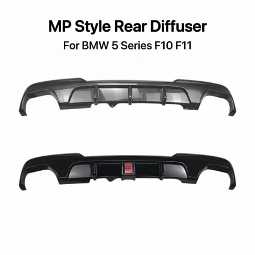 MP Style Rear Diffuser For BMW 5 Series F10 F11 2010-2017 | Gloss Black / Carbon Look