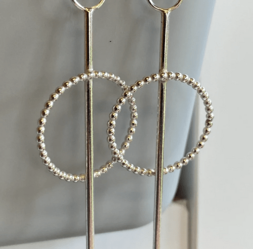 Long Drop Earrings with Circular Beaded Wire