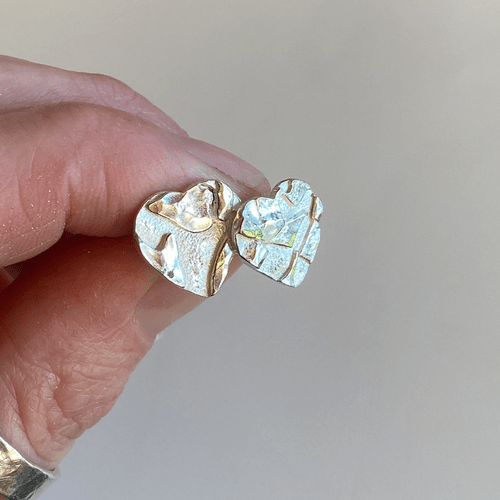 Fused Silver Heart Studs