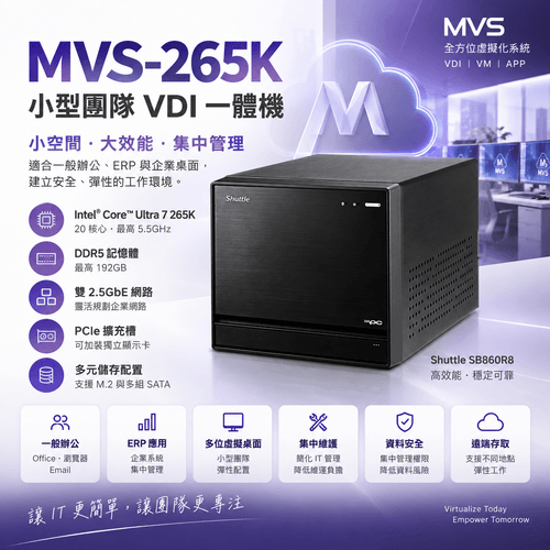 MVS-265K 小型團隊 VDI 一體機
