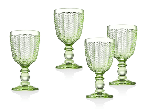 Set of Four Twill Green Goblets by Godinger