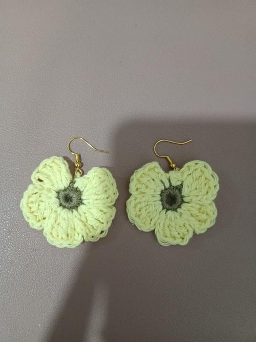 Floral Crochet Earring in Yellow Hue