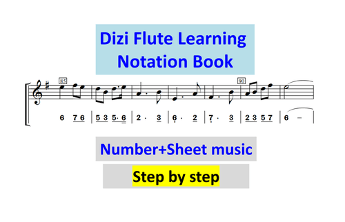 Chinese Dizi Flute Learning Exercise Notation Book (Step by step for very beginner)