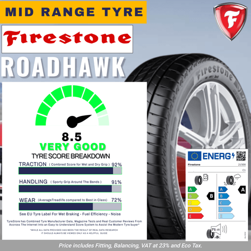 FIRESTONE Roadhawk |Best in class Wet Grip - Achieving EU Label Grade A for wet grip