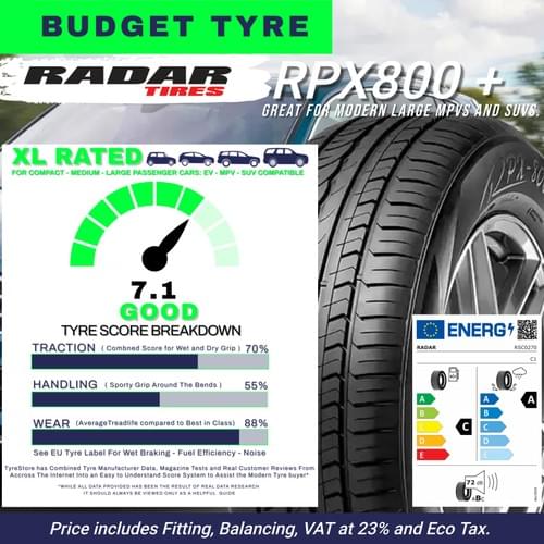 RADAR RPX 800+ 17" > 18" - Great wear, Great Wet and Dry Braking, Comfort and Safety
