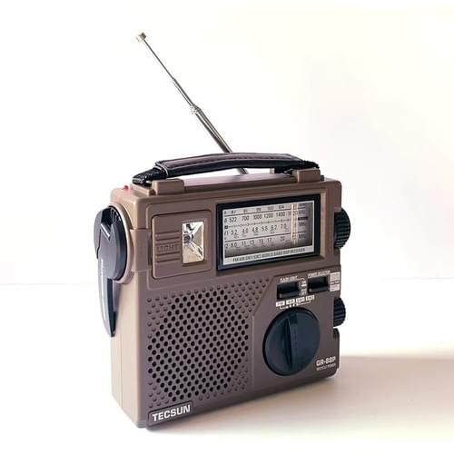 TECSUN Original Digital Radio Receiver Emergency Light Manual Hand Power Radio Dynamo Radio
