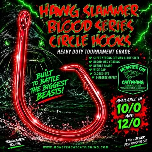 HAWG SLAMMER BLOOD SERIES TOURNAMENT GRADE CIRCLE HOOKS 10 PACK AVAILABLE IN 10/0 AND 12/0 SIZES