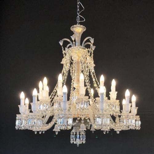Baccarat-Style 24-Light Chandelier with Clear Crystals