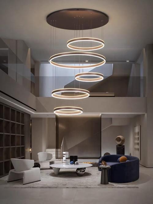 Modern LED Acrylic Hanging Lamp for High Ceiling Room