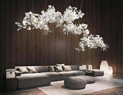 Modern Ceramic Ginkgo Chandelier for Hotel Lobby