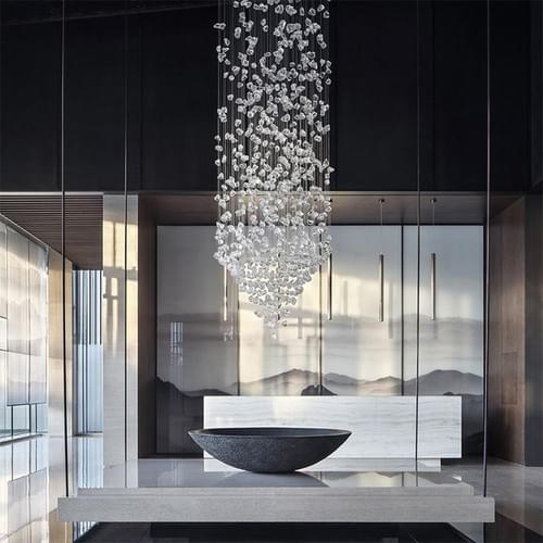 Luxury Clear Glass Drop Chandelier for Lobby Lighting