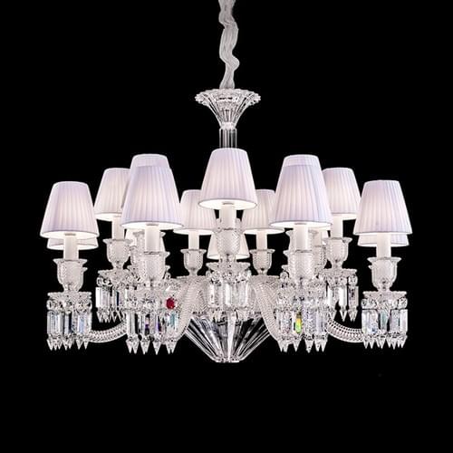 Pairs 12-Light Short-Neck Baccarat-Style Chandelier