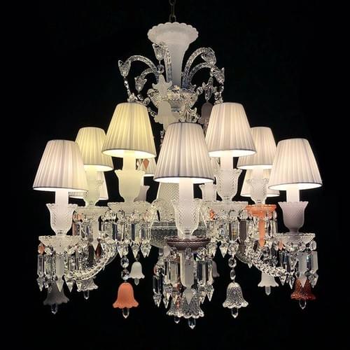12-Light Baccarat-Inspired Chandelier with Lampshades