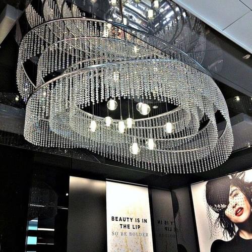 Custom Multi-Ring Crystal Chandelier for High Ceilings