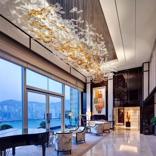 Handcrafted Modern Glass Ceiling Chandelier for Hotel