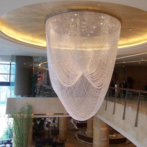 Custom Crystal String Drop Chandelier for Hotel Lobby