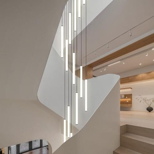 Nordic Modern Long LED Pendant Chandelier for Stairwell
