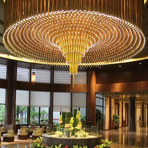 Modern LED Aluminum Tube Pendant for Hotel Lobby