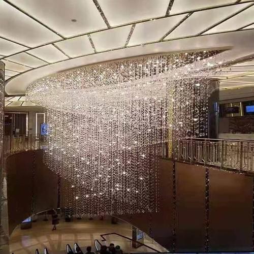 Custom Large Crystal Linear Chandelier for Mall Lobby