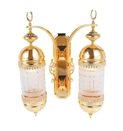 Gold-Plated Double Glass Wall Lantern for Mosque Prayer Hall