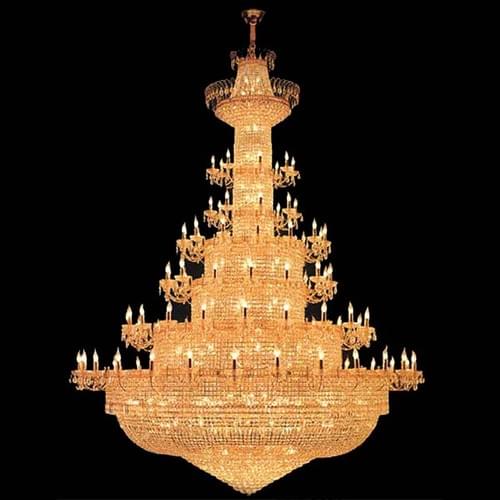 70" Large Gold Empire Crystal Chandelier for Banquet Halls