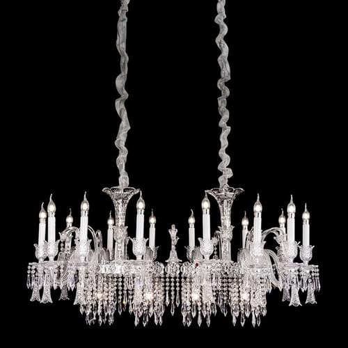 14-Light Rectangular Baccarat-Inspired Crystal Chandelier