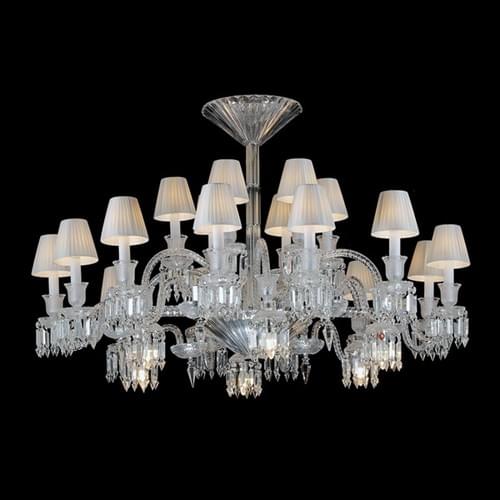 24-Light Low Ceiling Baccarat-Style Crystal Chandelier
