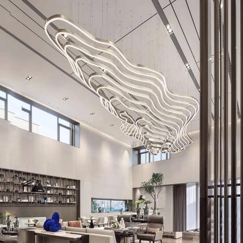 Custom Large LED Tree Rings Chandelier for Hotel Dining