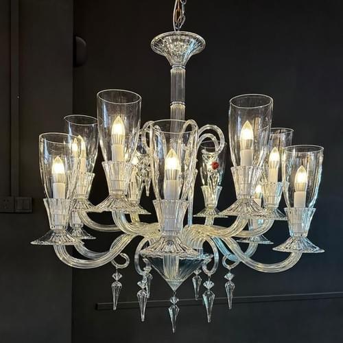 12L Modern Baccarat Inspired Chandelier with Champagne Glass Shade
