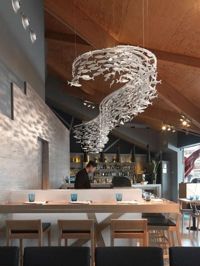 Large Ceramic Fish Chandelier for Restaurant Lighting