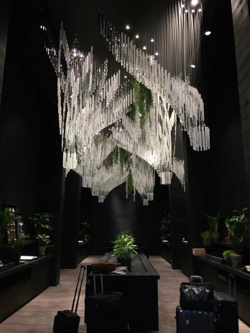 Custom Glass Flower Tube Chandelier for Hotel Lobby