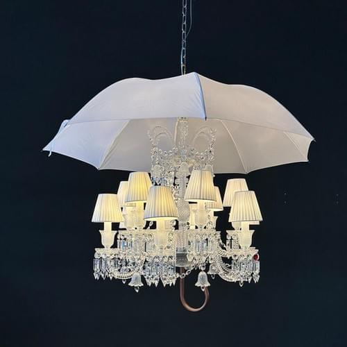 Artistic Umbrella Chandelier with Crystal and Lampshades
