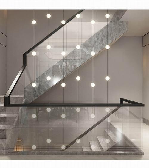 Minimalist Long Metal Tube Pendant Light for Narrow Stairwell