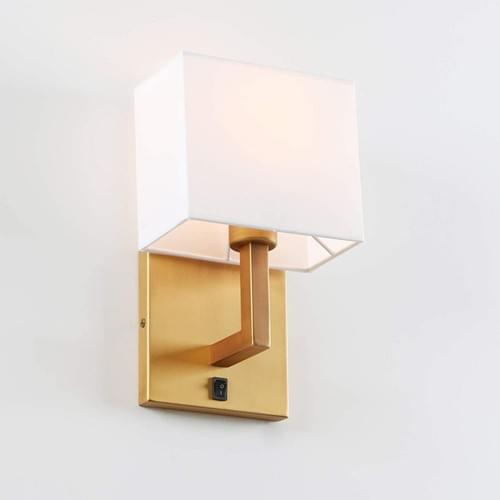 Modern Wall Sconce with White Fabric Shade for Bedroom