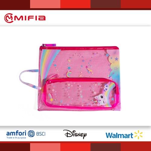 MFO-8174 Bolsa de PVC con cremallera impresa y bolsa delantera expansible