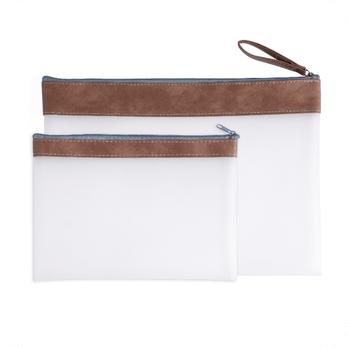MFO-8145 White TPU Zipper Bag with Leather Bag