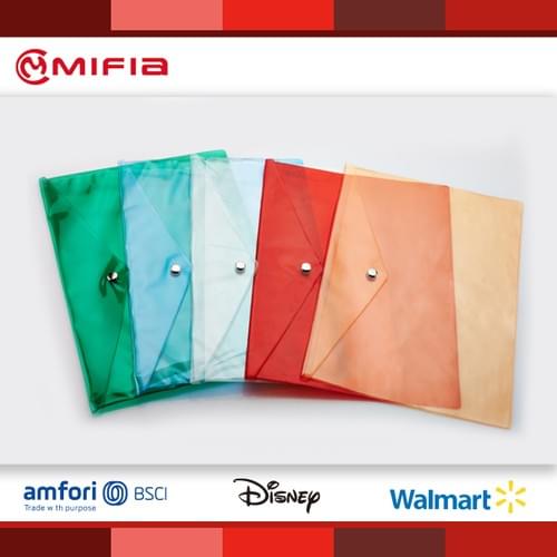 MFO-1089 Bolsa de sobre de PVC con botón de metal