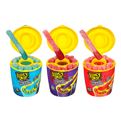 Juicy Drop Gummy Dip 'N Stix, Sweet Gummy Sticks w Sour Dipping Gel