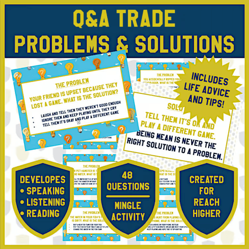 Problem & Solution - Q&A Trade Cards - Whole Class Mingle Activity