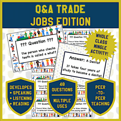 Jobs & Community Helpers - Q&A Trade Cards - Whole Class Mingle Activity