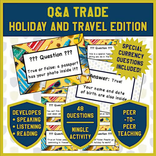 Holidays & Travel - Q&A Trade Cards - Whole Class Mingle Activity