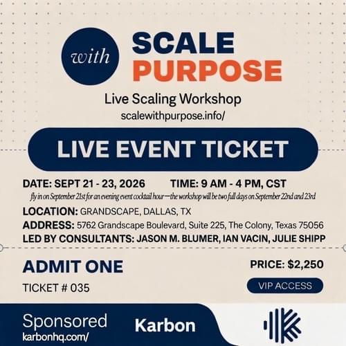 Ticket to the Live Scaling Workshop :: Dallas, TX :: Sept 2026