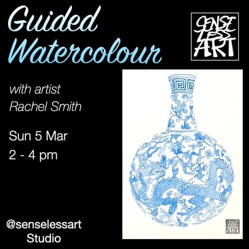Guided Watercolour - Dragon Vase with Floral Scrolls