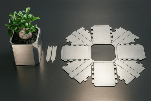 GforHOM Fold-Flat Metal Planter | Origami-Inspired Minimal Design