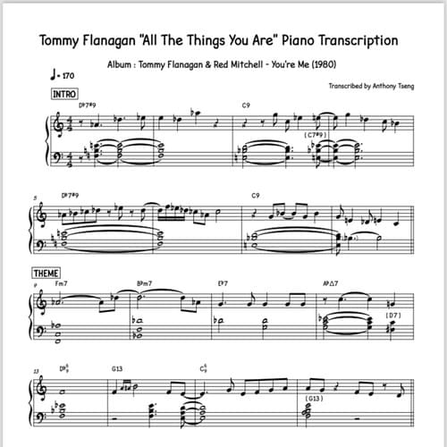 Tommy Flanagan "All The Things You Are" Piano Transcription