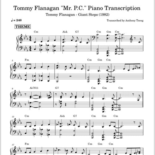 Tommy Flanagan "Mr.P.C." Piano Transcription