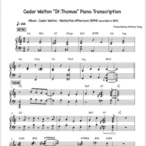 Cedar Walton " St.Thomas" Piano Transcription