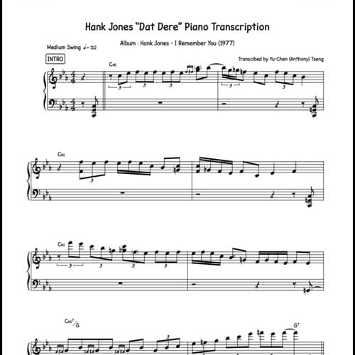 Hank Jones "Dat Dere" Piano Transcription