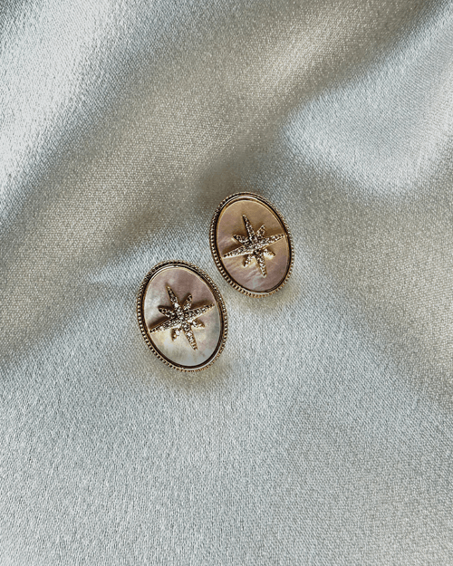 星星貝母圓耳環 - Fritillaria star earrings