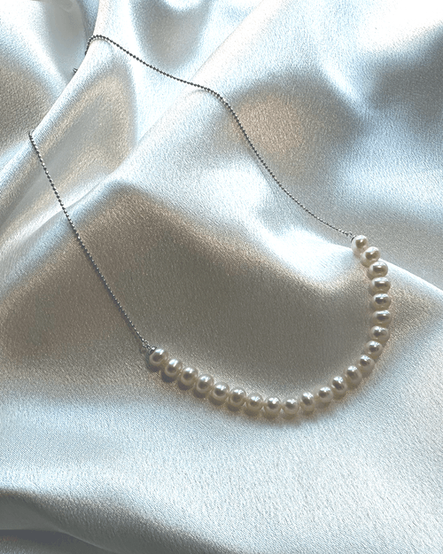 白珍珠銀頸鏈 White pearl silver necklace